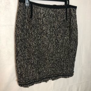Talbots Boucle Black White Gray Skirt Size 18WP
